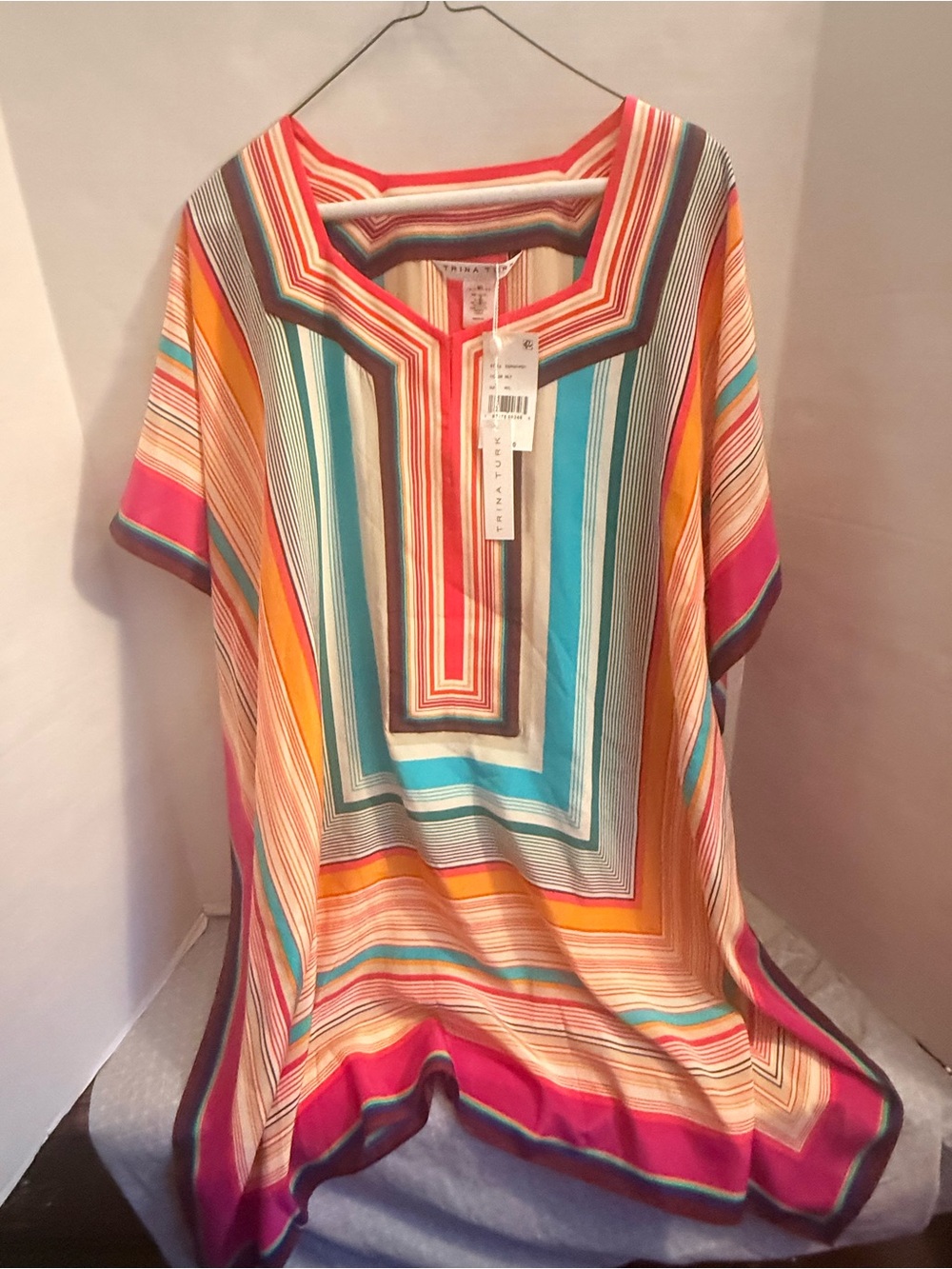 Trina Turk THEODORA Multicolor Stripped Dress M \ L Silk